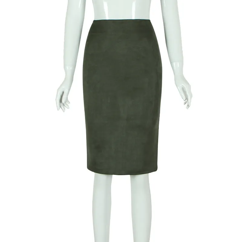Korean Solid Colored Splitted Skirt High Waist Hip Flattering Slim Look All-Matching Skirt
