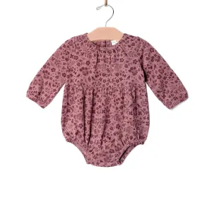 Long Sleeve Shortie Romper- Fall Plum Birds