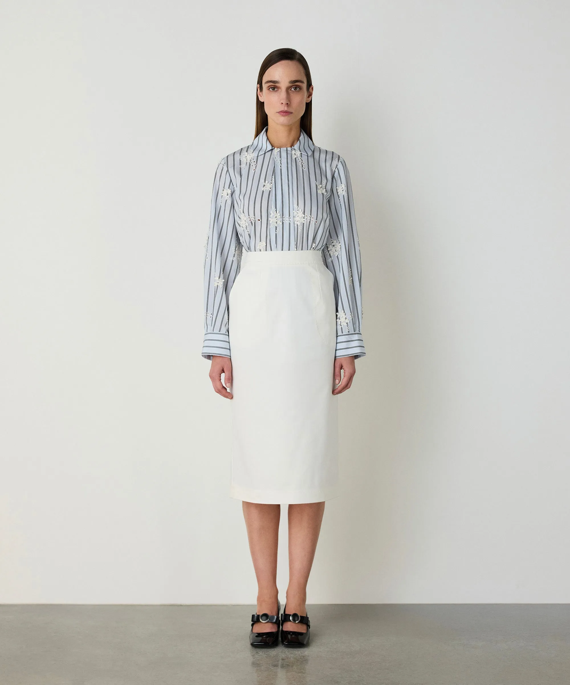 Machka Slit Pencil Skirt White