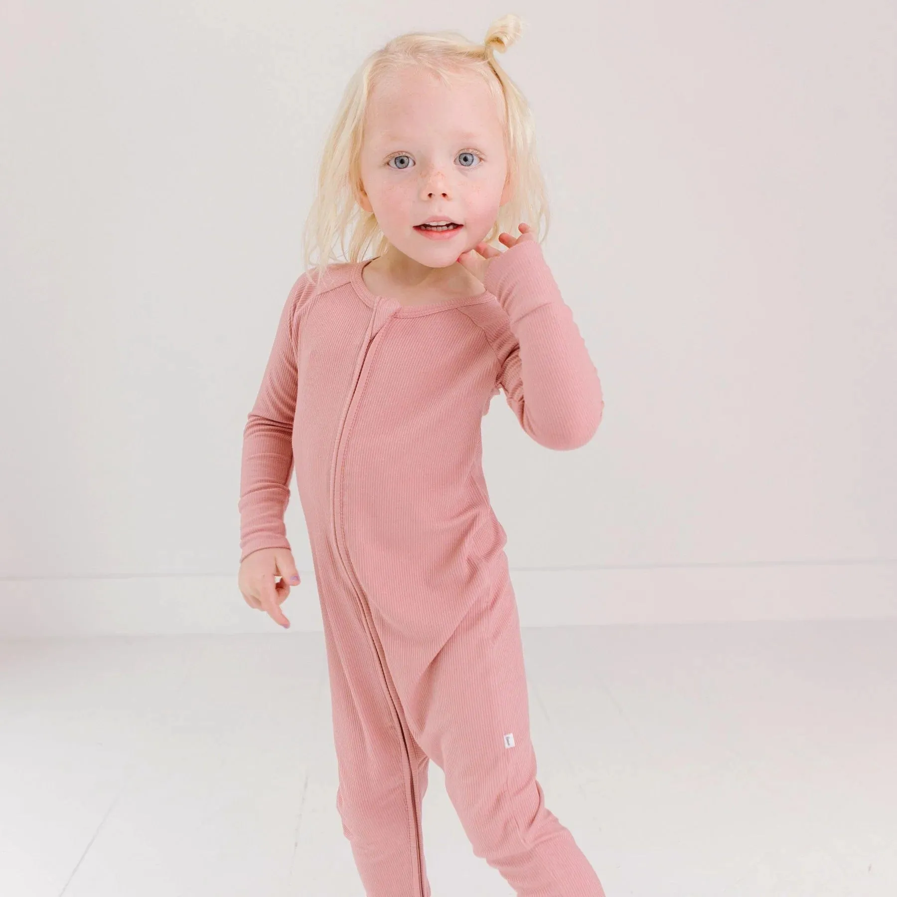 Mauve Small Ribbed Zip Romper