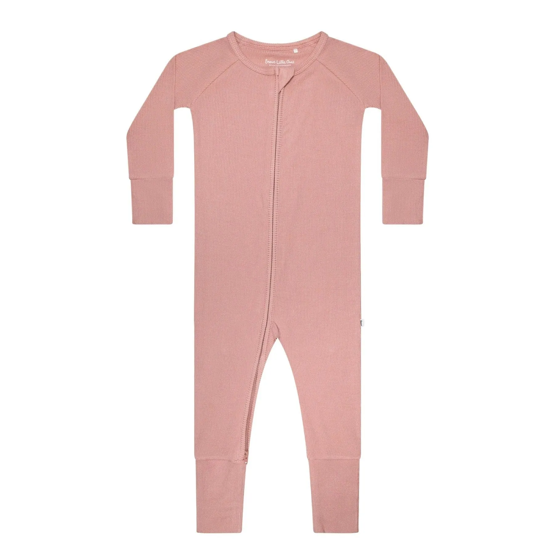 Mauve Small Ribbed Zip Romper
