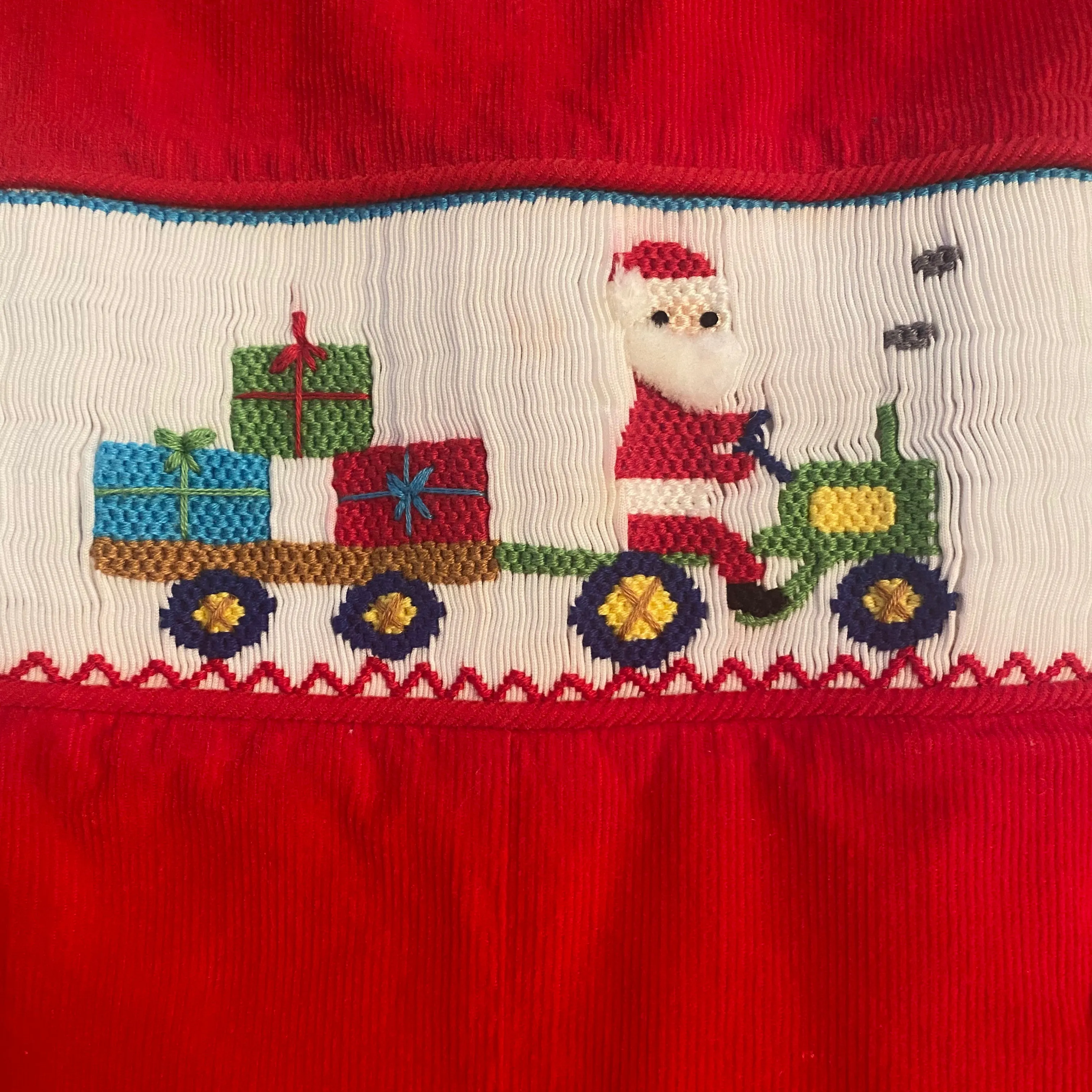Mom & Me Smocked Corduroy Santa Claus Romper