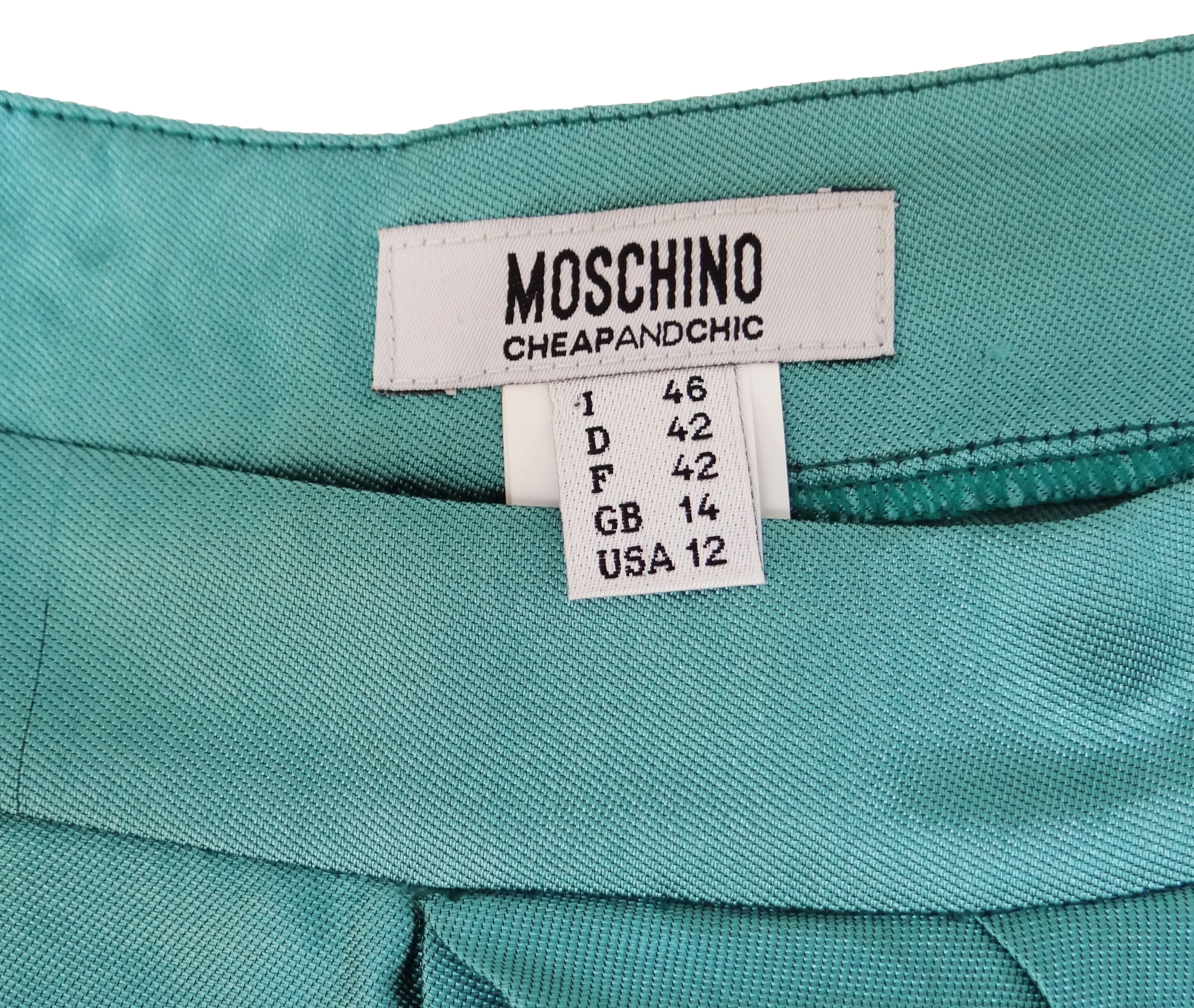 Moschino A-line Skirt in Aquamarine Silk, UK12-14