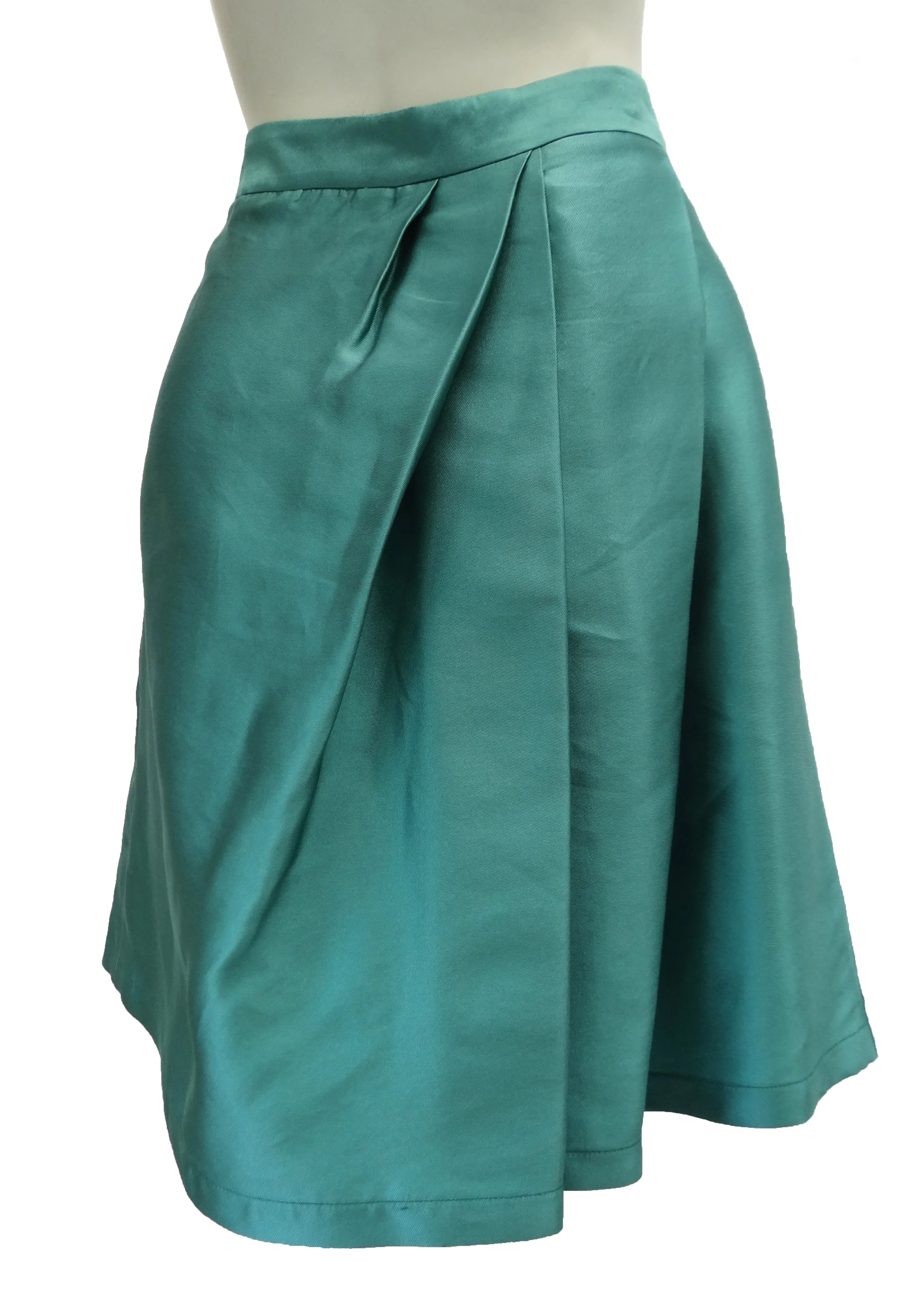 Moschino A-line Skirt in Aquamarine Silk, UK12-14