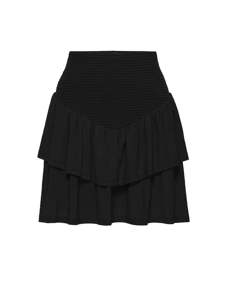 Nation Beba Smocked Ruffle Mini Skirt- Jet Black