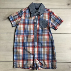 NEW Andy & Evan Blue Orange & Tan Plaid Bowtie Romper