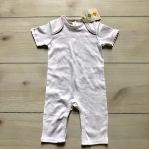 NEW Apples & Oranges White Pink Trim Cotton Romper