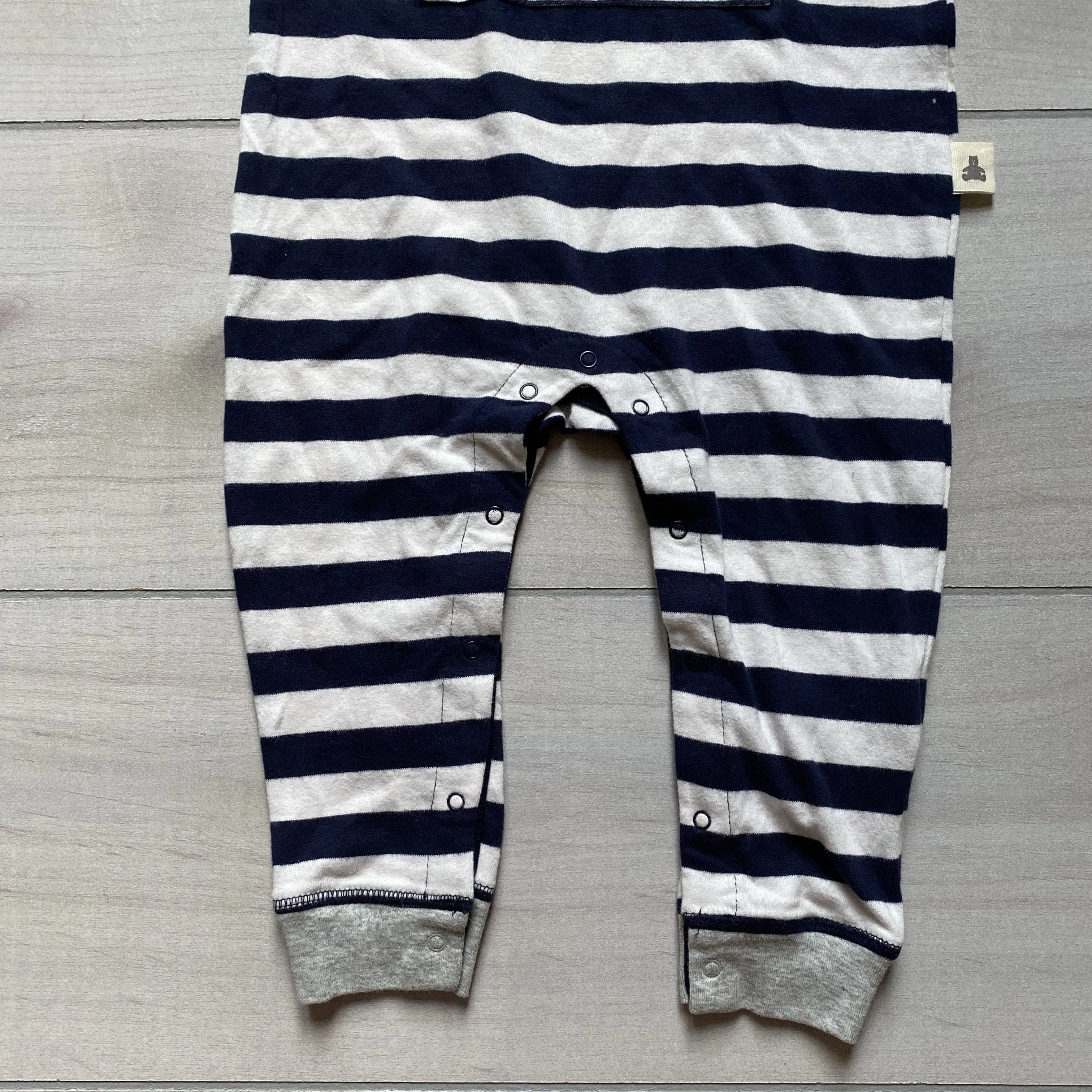 NEW Baby Gap Organic Cotton Navy White & Red Trim Cotton Romper