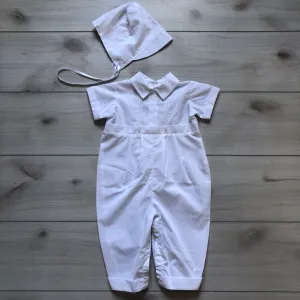NEW Little Things Mean A Lot White Christening Romper Outfit & Bonnet