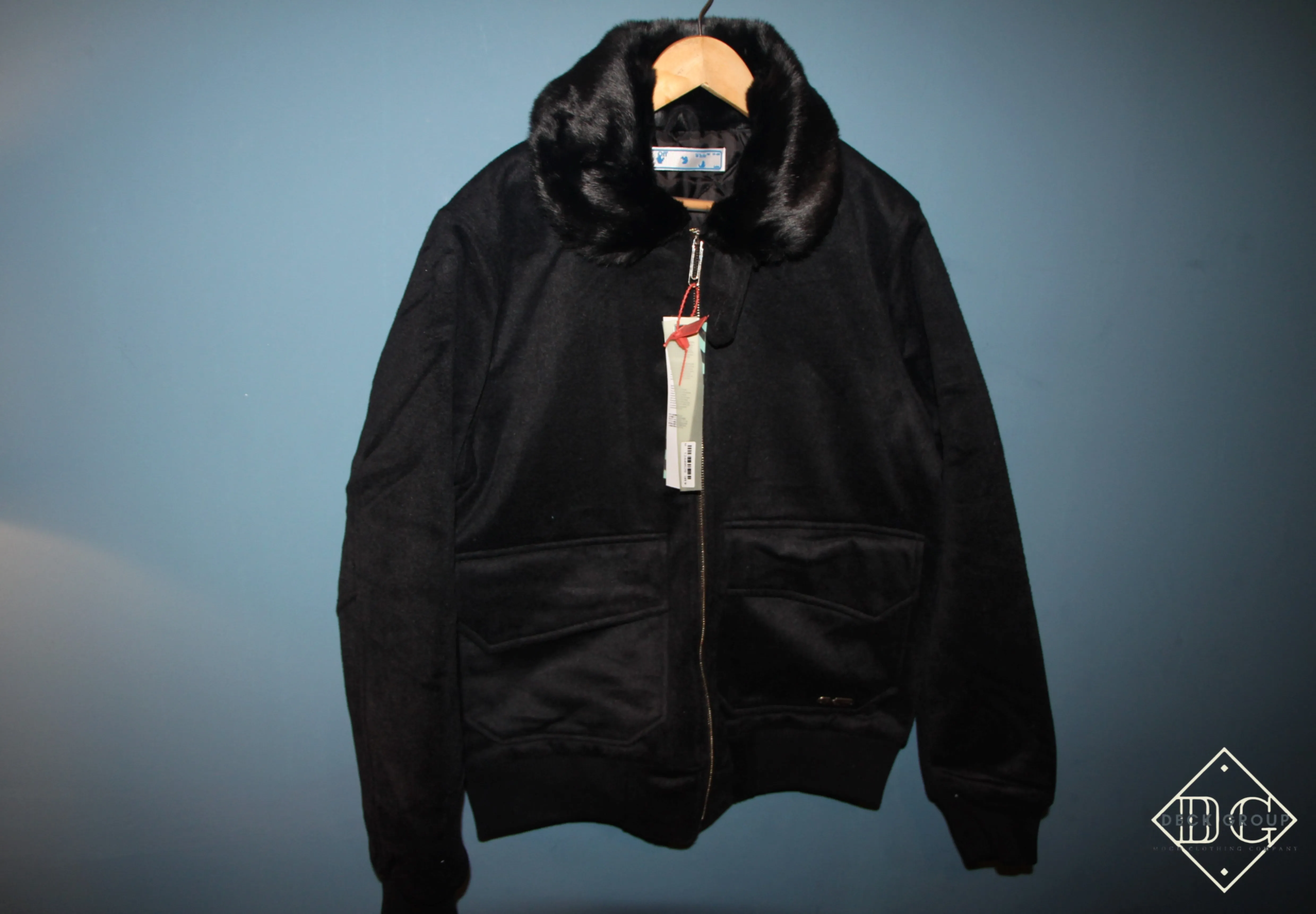 Off-White "Contrast-Collar Aviator" Jacket styled in Black for Fall&Winter