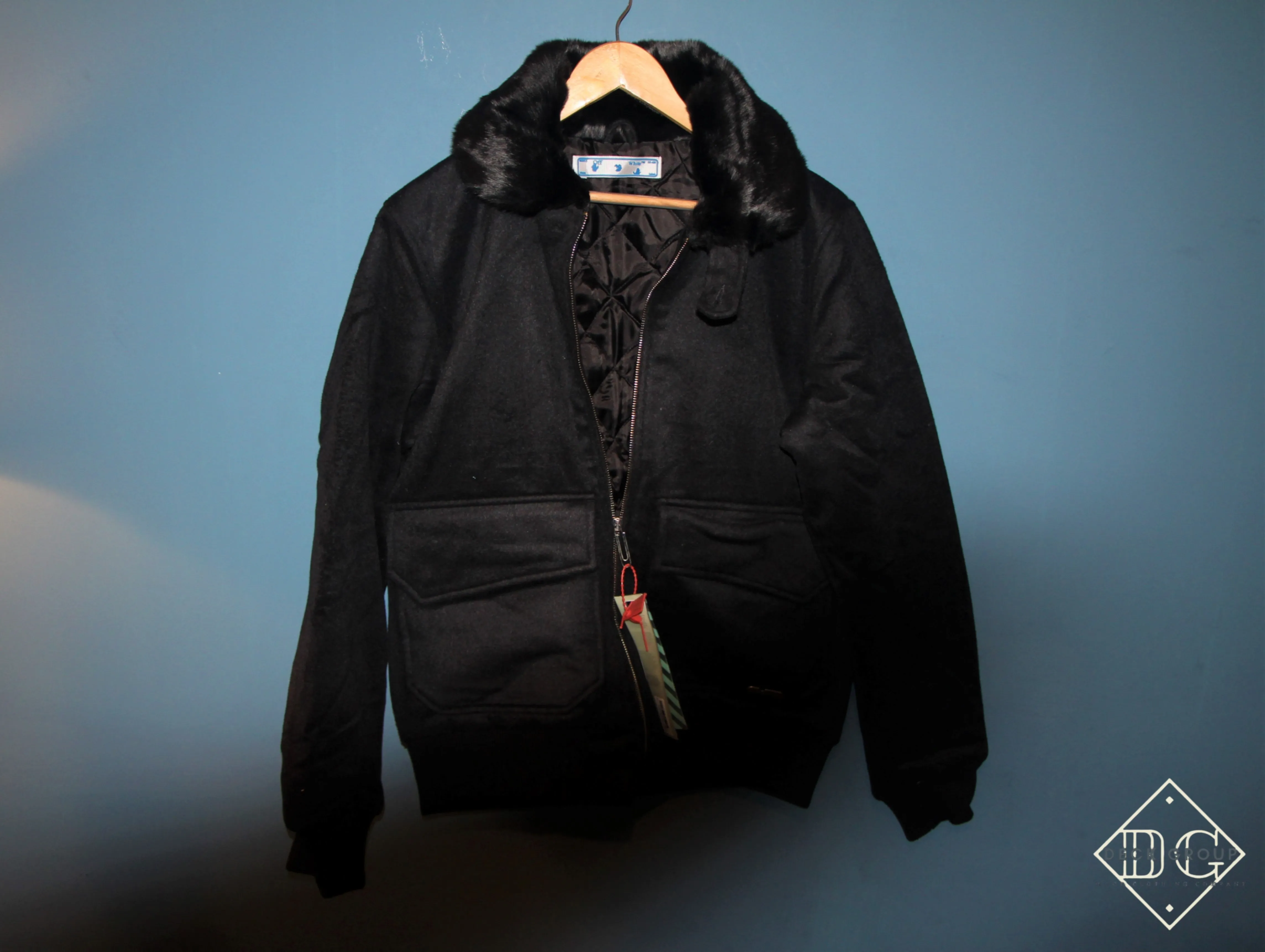 Off-White "Contrast-Collar Aviator" Jacket styled in Black for Fall&Winter