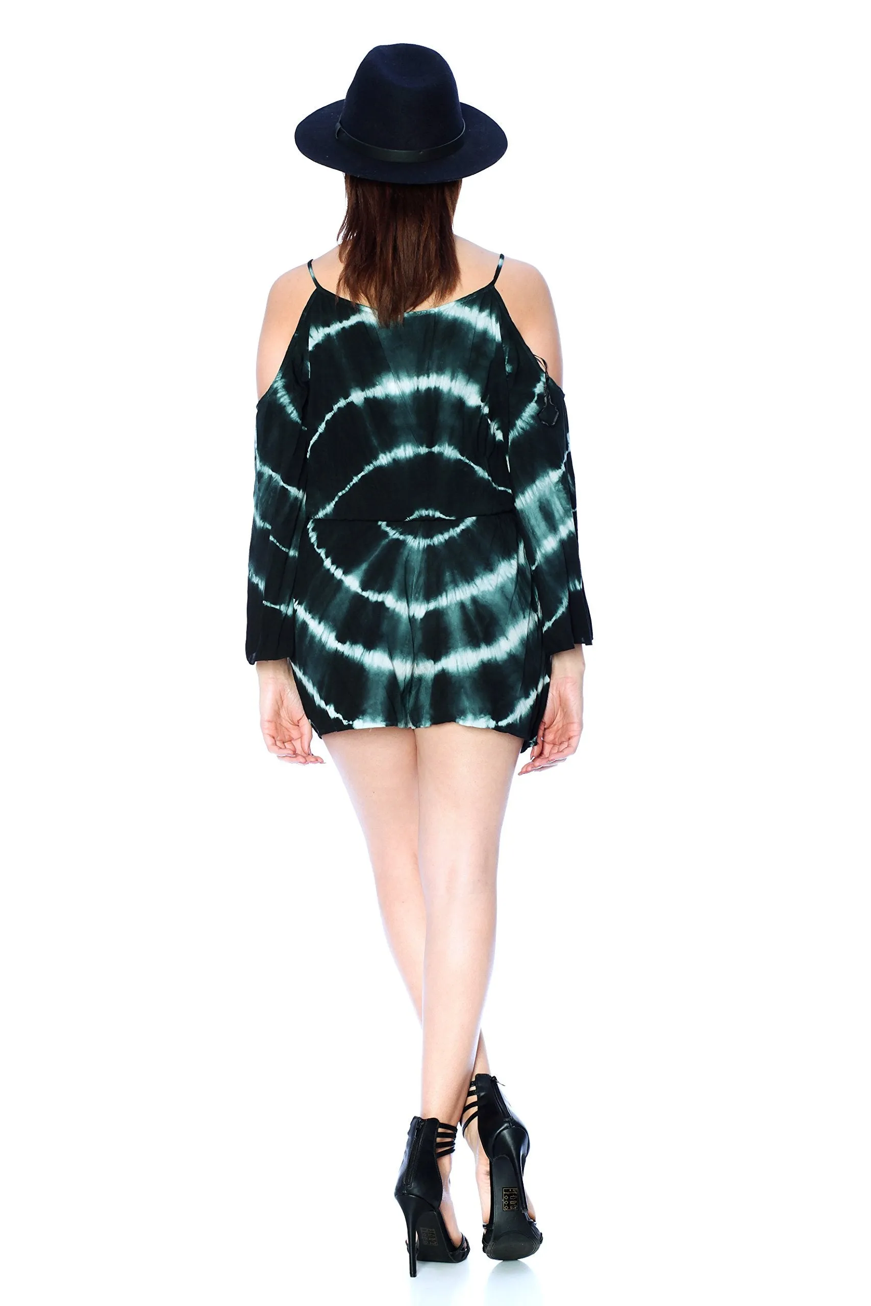 Open Shoulder Tie Dye Short Romper