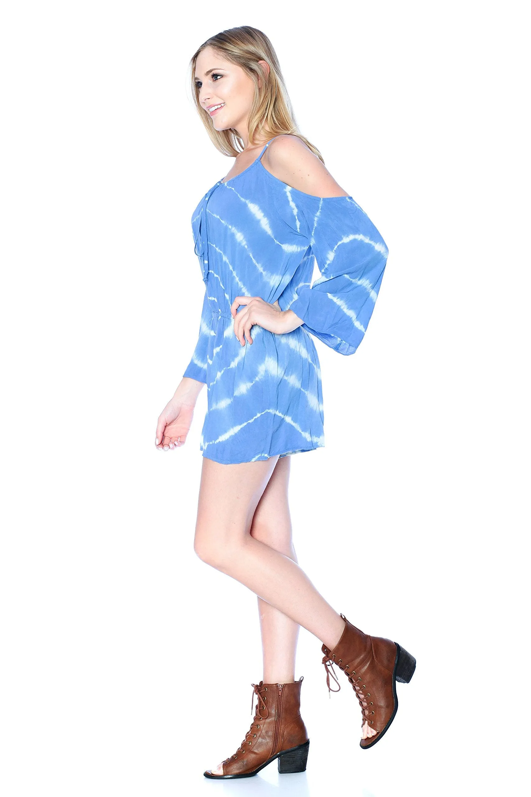 Open Shoulder Tie Dye Short Romper