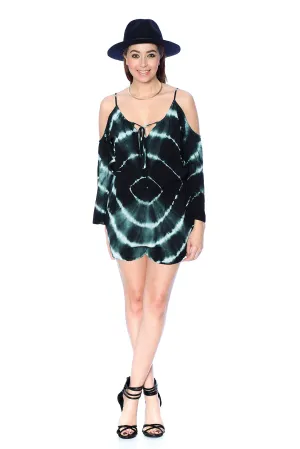 Open Shoulder Tie Dye Short Romper