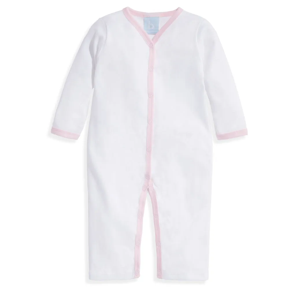 Pima Romper -- White w/ Pink