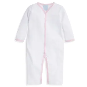 Pima Romper -- White w/ Pink