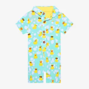 Posh Peanut Baby Ducky Collared Henley Romper