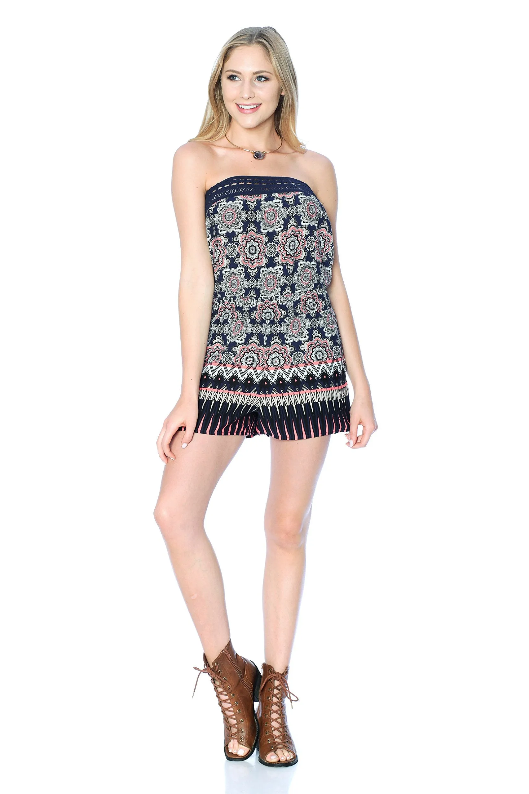 Printed Tube Short Romper