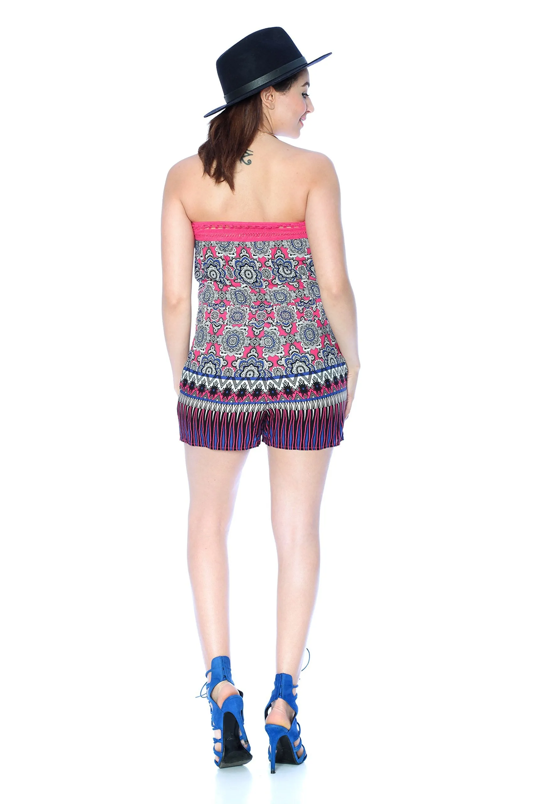 Printed Tube Short Romper