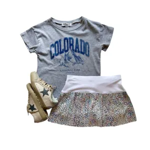 Rainbow Leopard Pleated Skirt