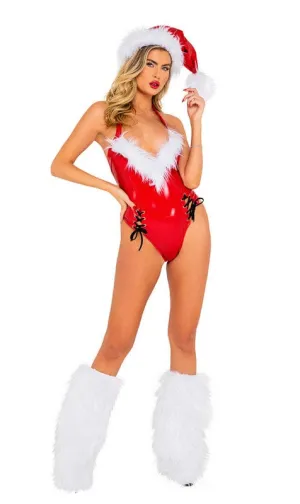 Sexy 1pc Santa Hottie Vinyl Romper Christmas Fantasy