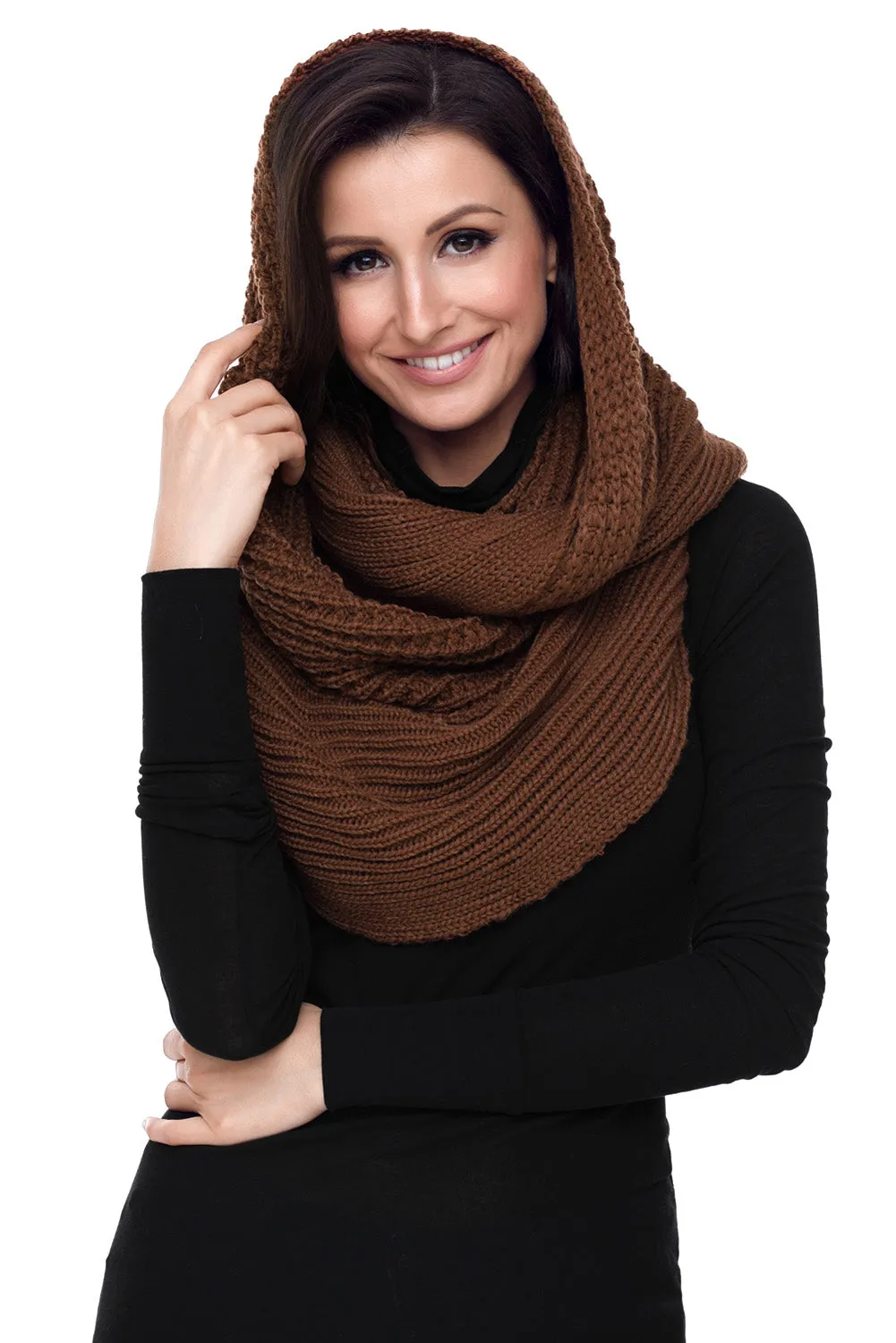 Sexy Brown Cable Knit Chunky Scarf