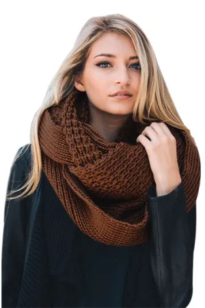 Sexy Brown Cable Knit Chunky Scarf