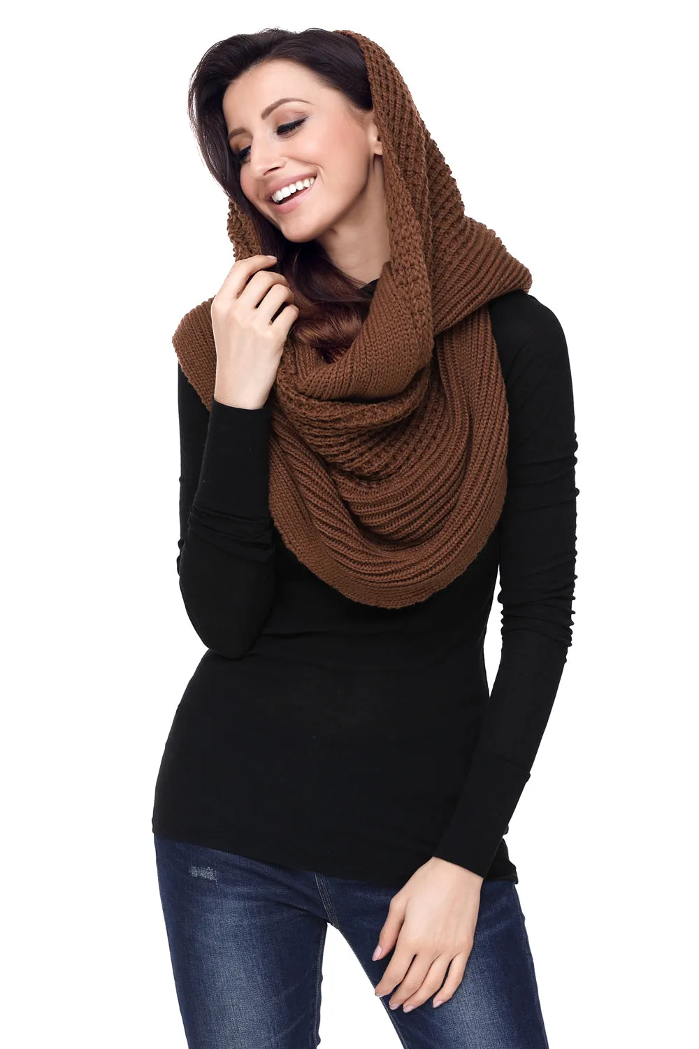 Sexy Brown Cable Knit Chunky Scarf