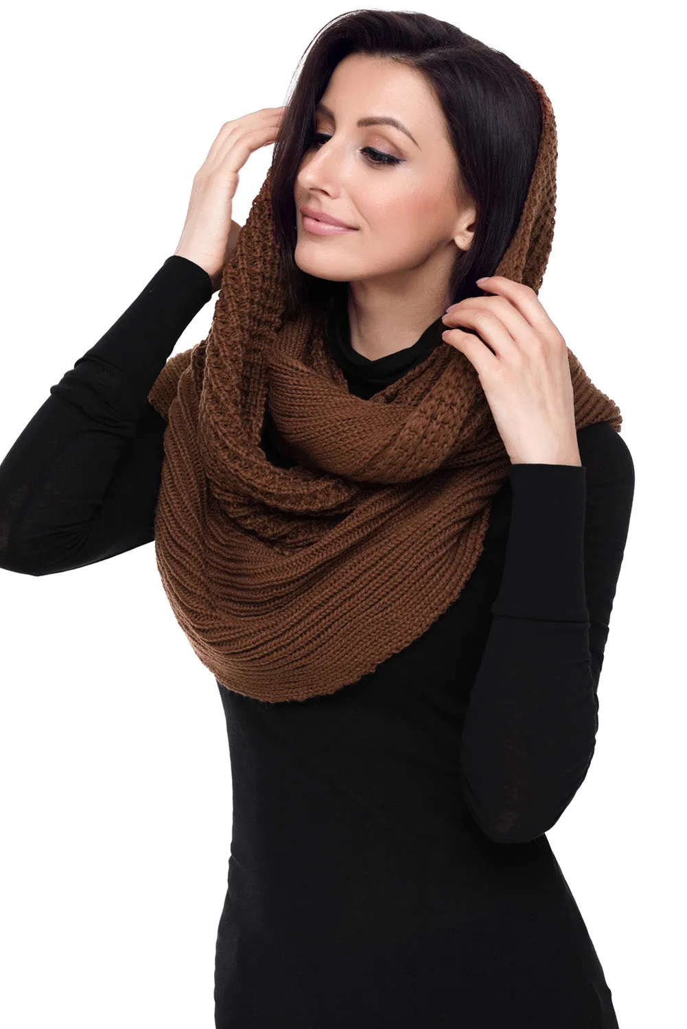 Sexy Brown Cable Knit Chunky Scarf