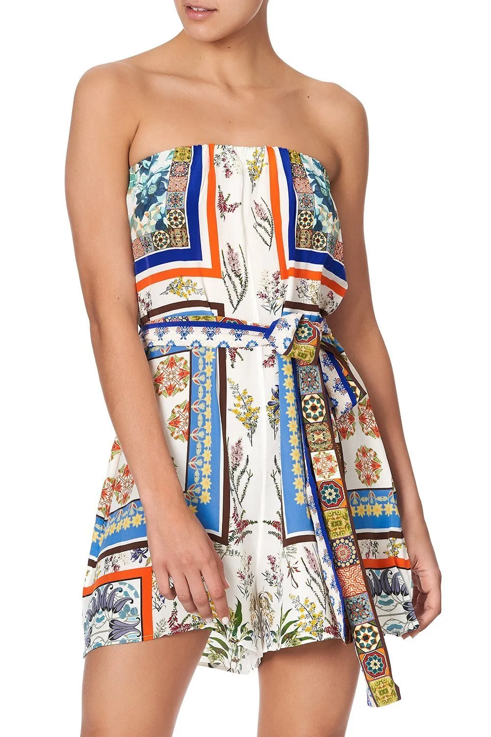 STRAPLESS PLAYSUIT WITH WAIST TIE GONE COAST