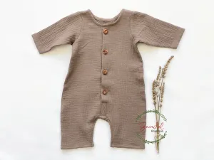 Taupe-brown Henley Romper
