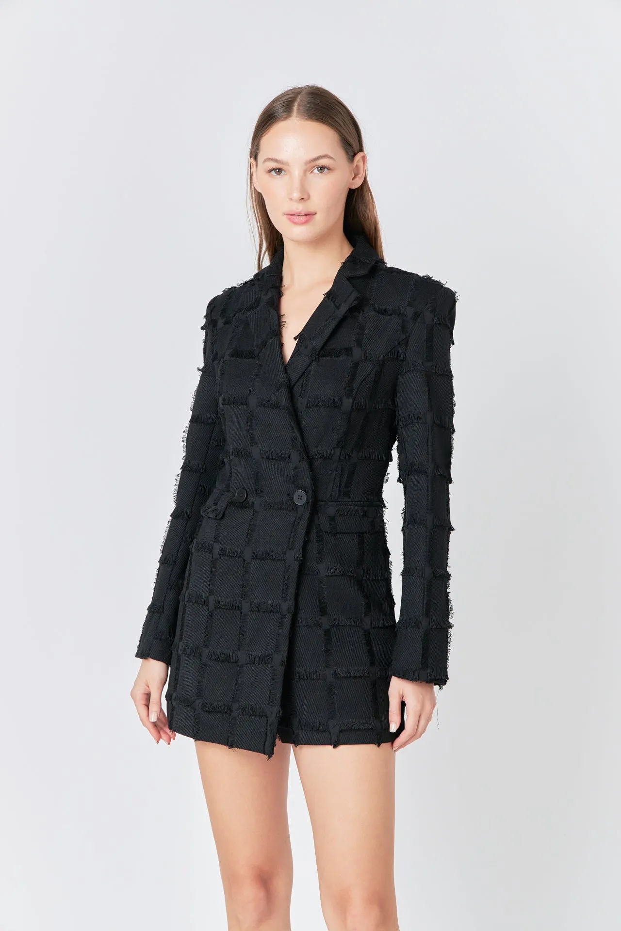 Textured Blazer Romper