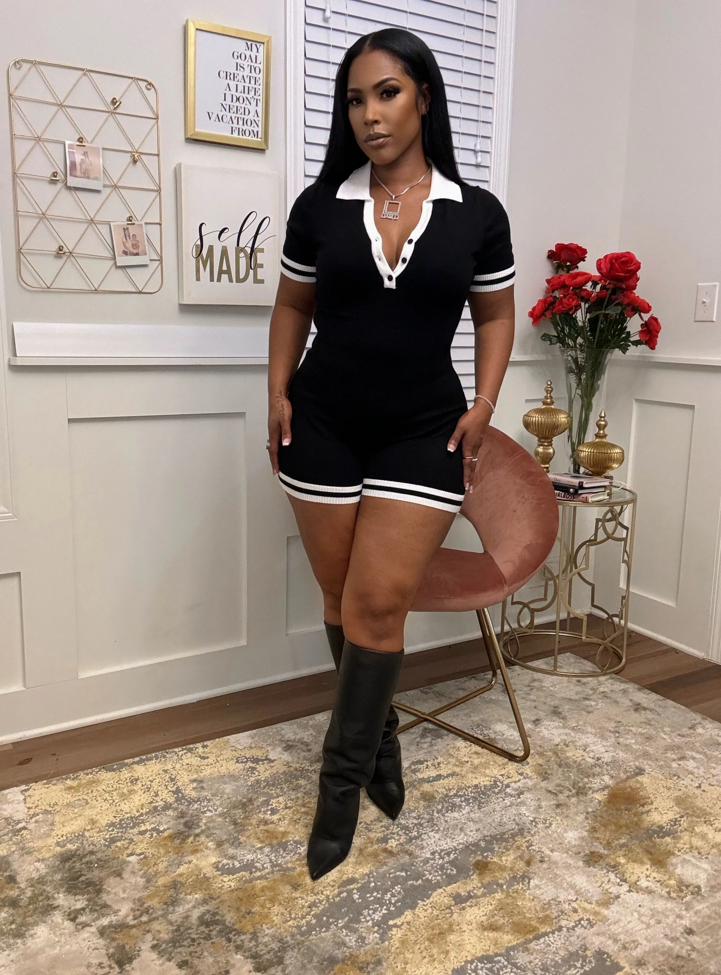 VARSITY POLO ROMPER