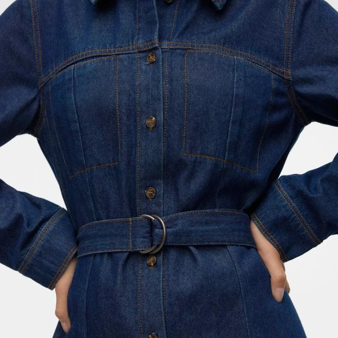 Vero Moda Long dress In Blue / Dark Blue Denim