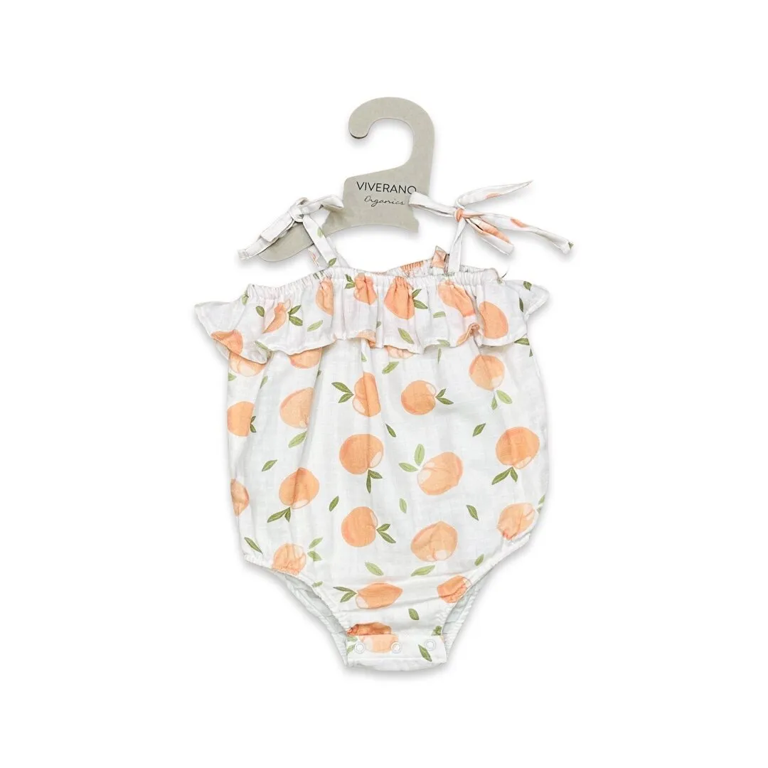 Viverano Peaches Shoulder Tie Bubble Romper   Headband in Natural