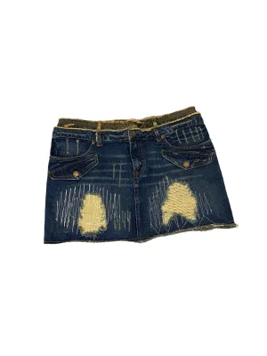 Y2K Distressed Denim Mini Skirt (M)